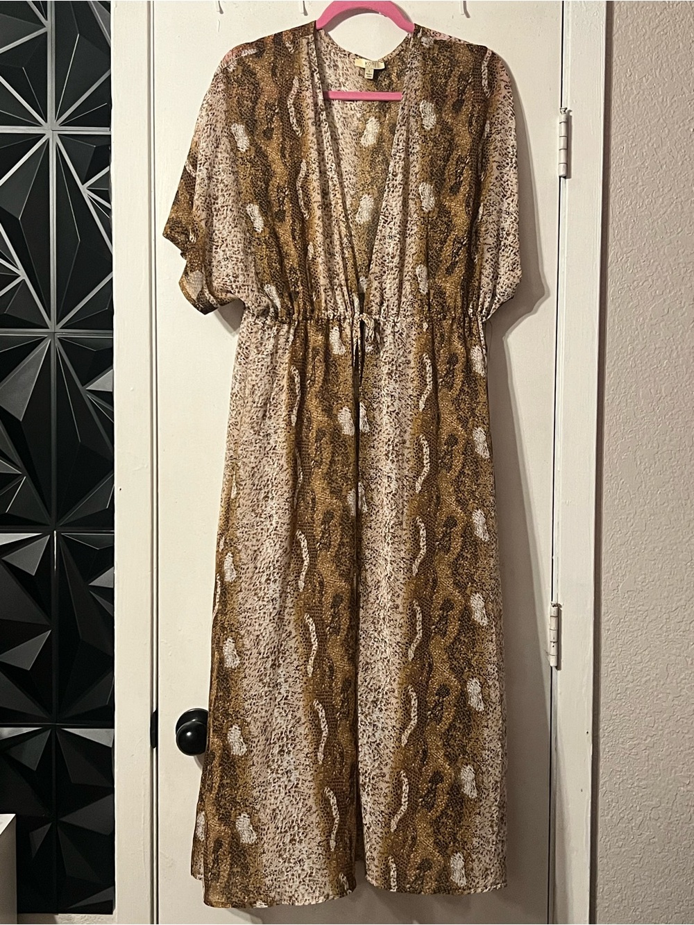 Womens Brown Snake-Print Kimono